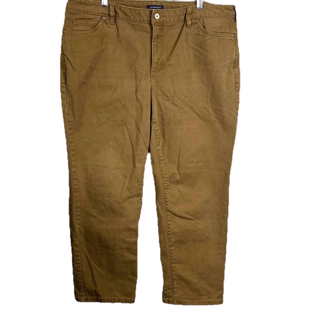 LANDS END Fit 2 Brown Camel Jeans Denim Pants COMFORT STYLE Sz 18W High Rise
